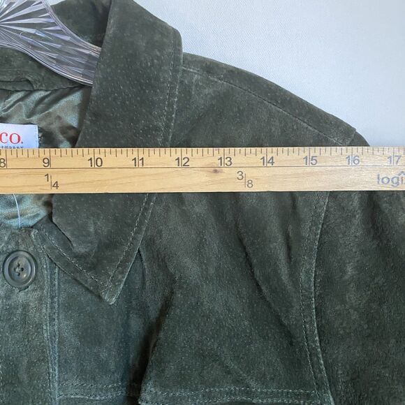 Denim&Co Suede Jacket Women XL Moss Green Button Up Cowgirl Grunge - Picture 7 of 12